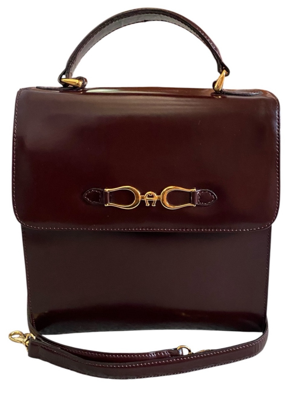 Etienne Aigner vintage top handle burgundy leather satchel